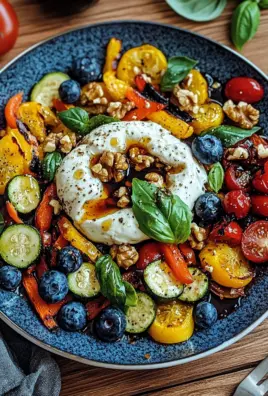 Burrata-Salat mit Ofengemüse und Blaubeeren