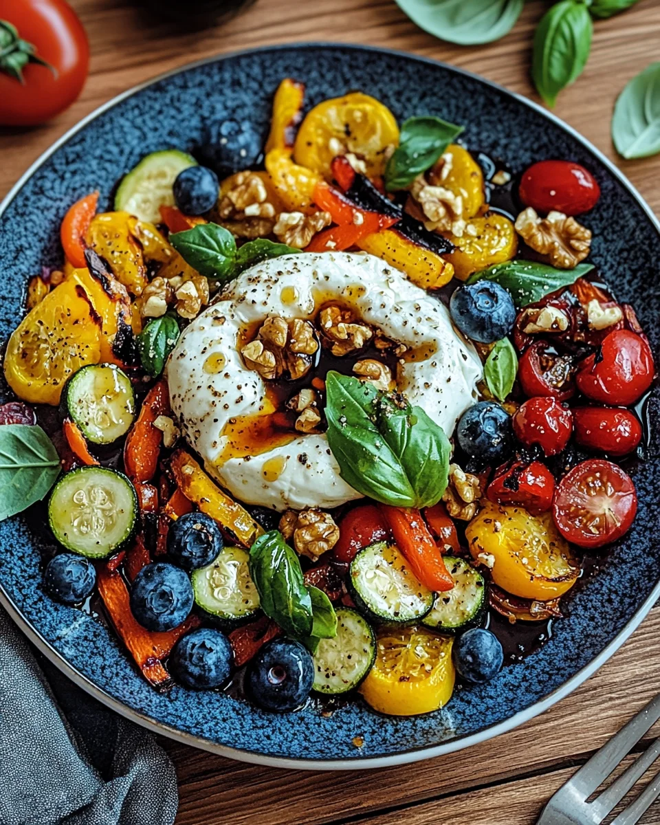 Burrata-Salat mit Ofengem&uuml;se und Blaubeeren