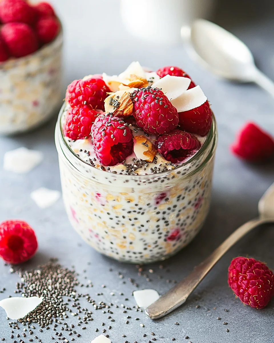 Chia Overnight Oats mit Himbeeren 15 Chia Overnight Oats mit Himbeeren