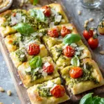 Die beste Focaccia mit Pesto und Tomaten