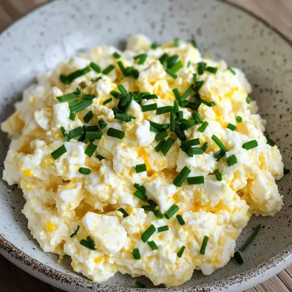 Eiersalat aus körnigem Frischkäse