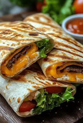 Gegrillte Cheeseburger-Wraps 30 Gegrillte Cheeseburger-Wraps