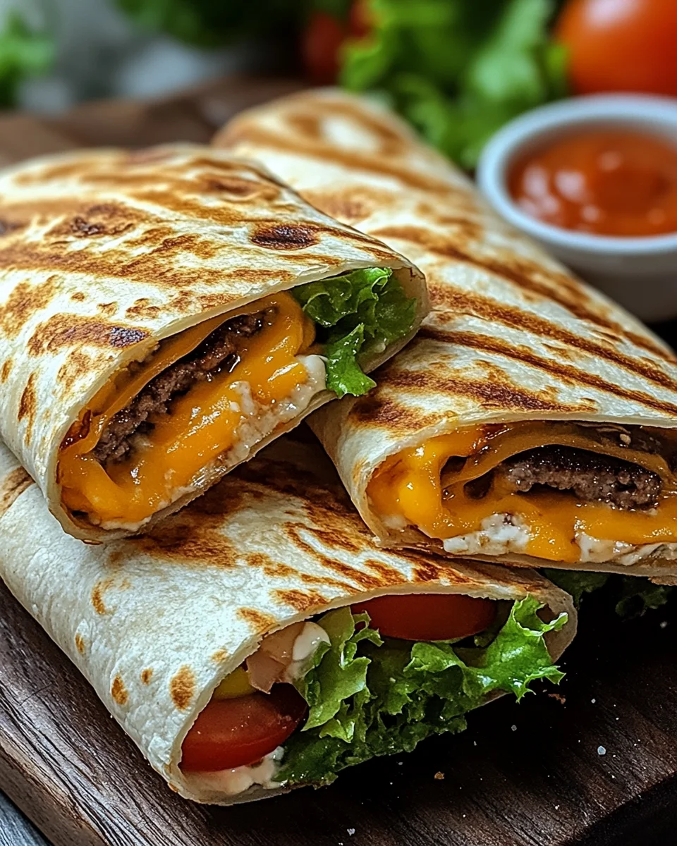 Gegrillte Cheeseburger-Wraps 25 Gegrillte Cheeseburger-Wraps