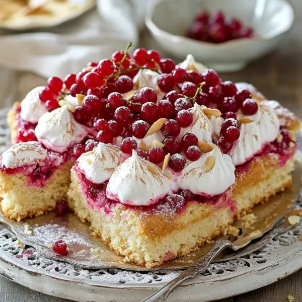 Johannisbeerkuchen mit Baiserhaube