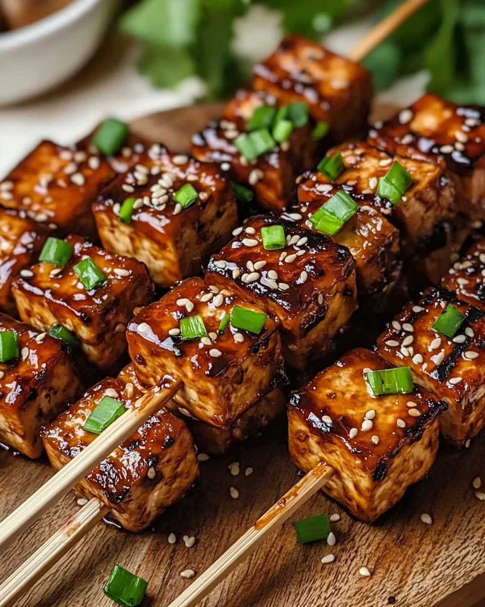 Knoblauch-Soja-Glasierte Tofu-Spieße 17 Knoblauch-Soja-Glasierte
