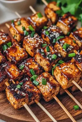 Knoblauch-Soja-Glasierte Tofu-Spieße