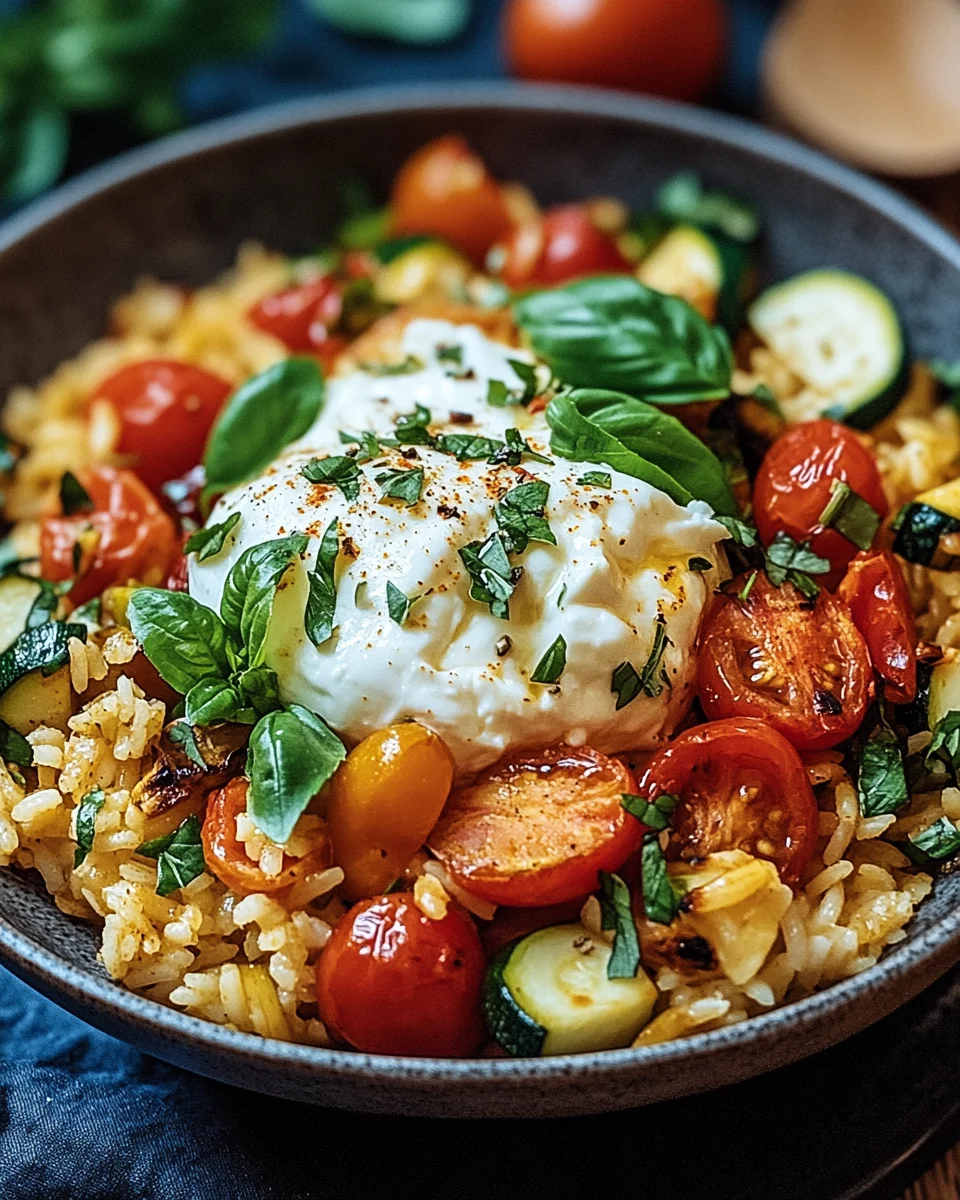 Mediterrane Reispfanne mit Burrata 28 Mediterrane