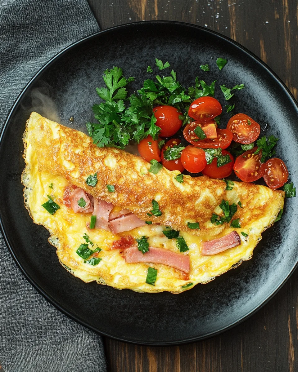 Omelette mit Schinken, K&auml;se und Tomaten
