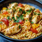 Orzo-Pfanne mit Paprikahuhn