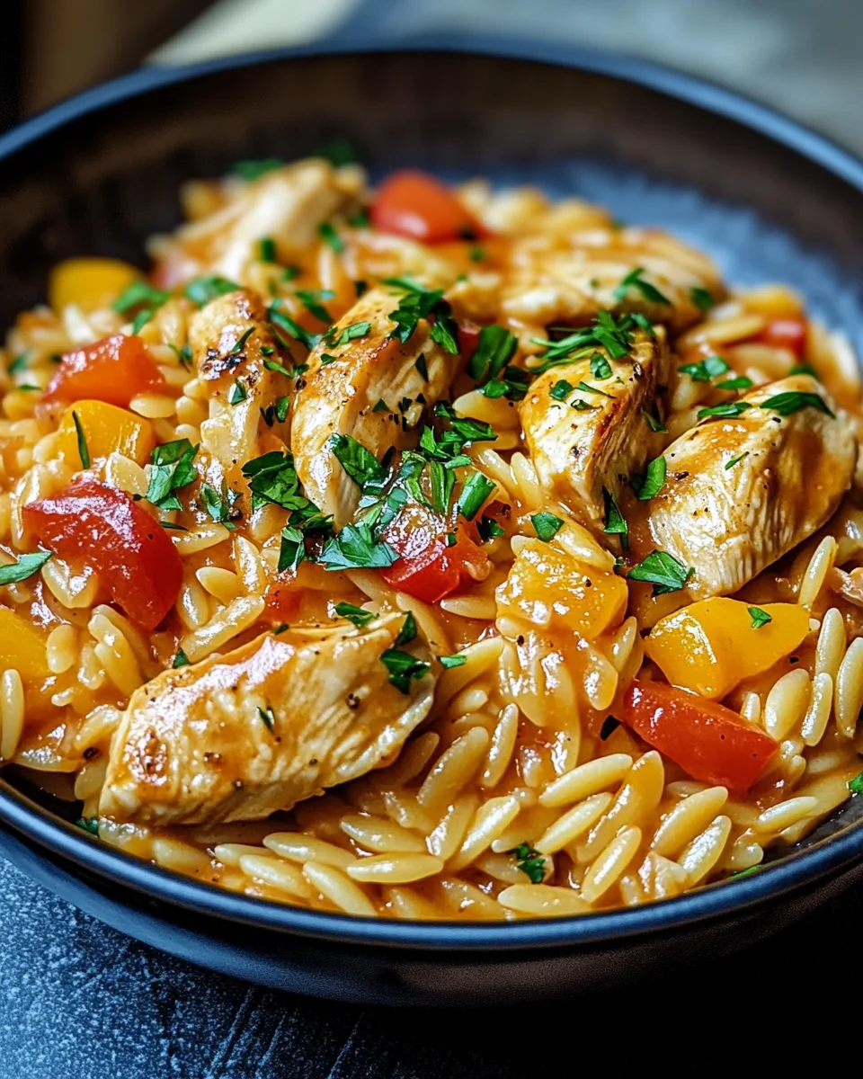 Orzo-Pfanne mit Paprikahuhn 23 Orzo-Pfanne mit Paprikahuhn