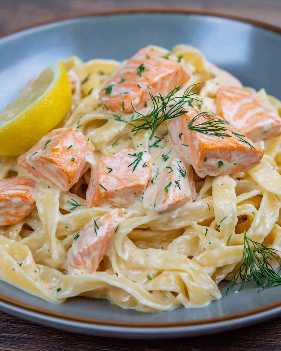 Pasta mit Lachs und Sahnesoße 16 Pasta