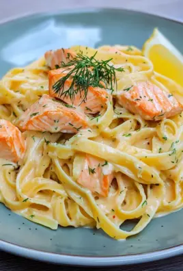 Pasta mit Lachs und Sahnesoße