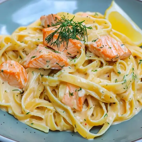 Pasta mit Lachs und Sahnesoße