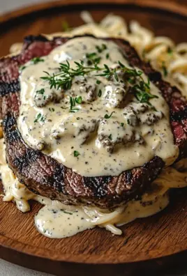Pikantes Steak Gorgonzola Alfredo mit cremiger Parmesan-Soße