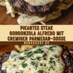 Pikantes Steak Gorgonzola Alfredo mit cremiger Parmesan-Soße 24 Pinterest Hidden Image