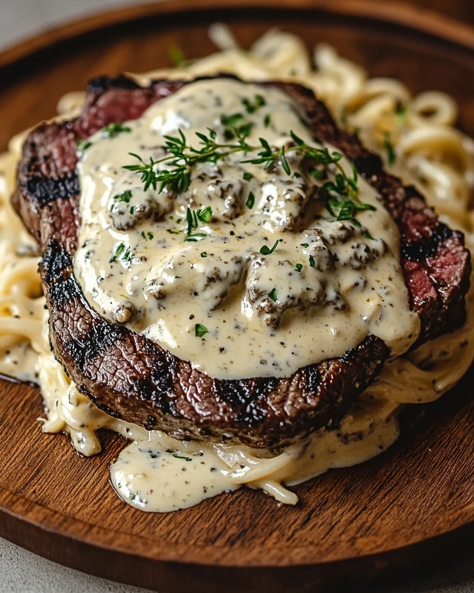 Pikantes Steak Gorgonzola Alfredo mit cremiger Parmesan-Soße 27 Pikantes Steak Gorgonzola Alfredo mit cremiger Parmesan-Soße