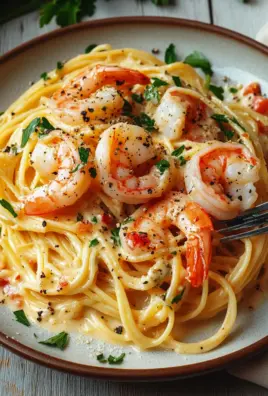 Spaghetti mit Garnelen in Knoblauch-Sahnesauce