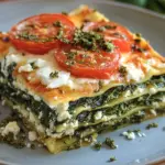 Spinatlasagne mit Feta und Tomaten
