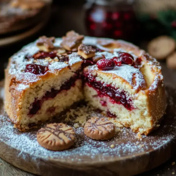 Winterlicher Spekulatius-Hefekuchen mit Marmelade