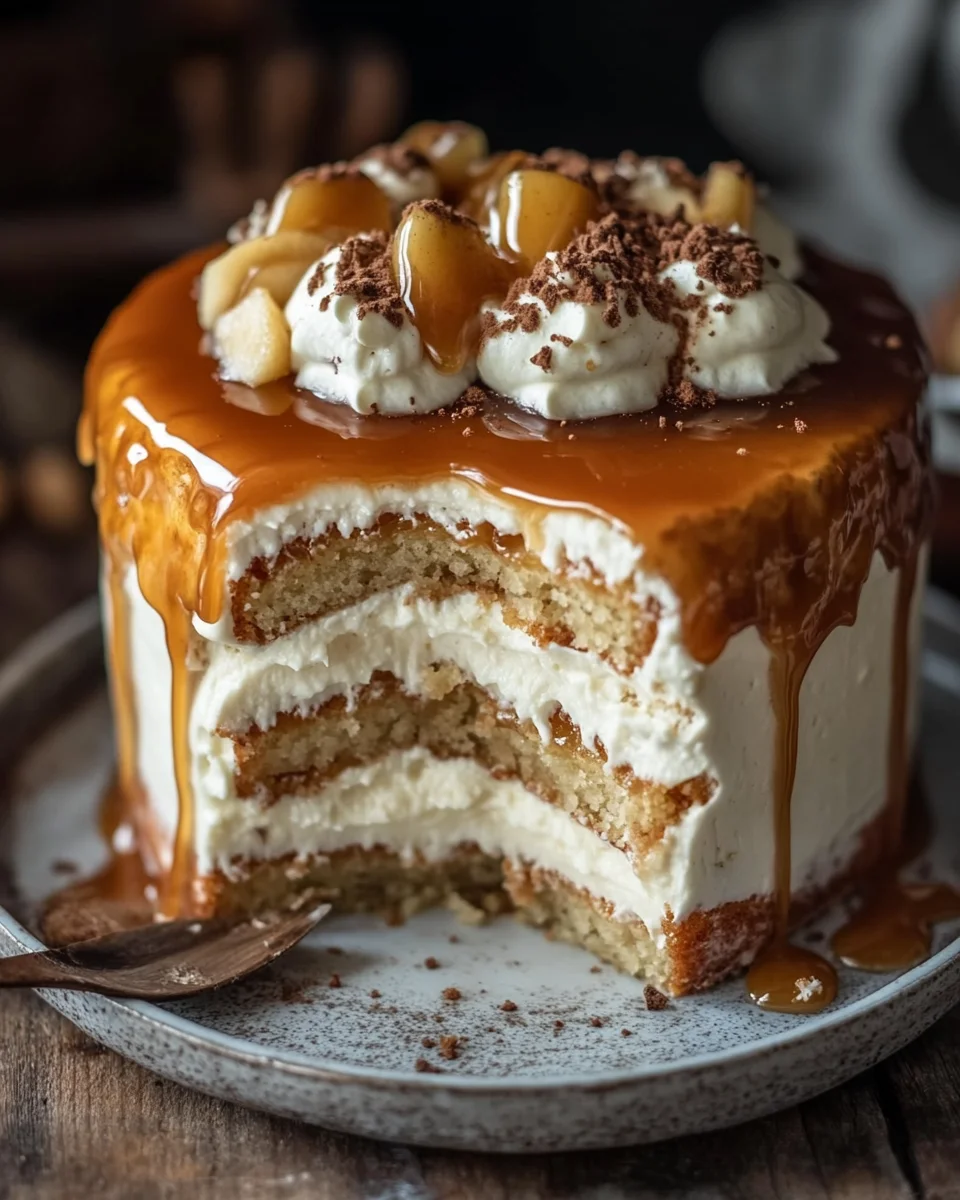 Bratapfeltorte mit Orangen-Zimt-Creme und Karamell-Drip 39 Bratapfeltorte