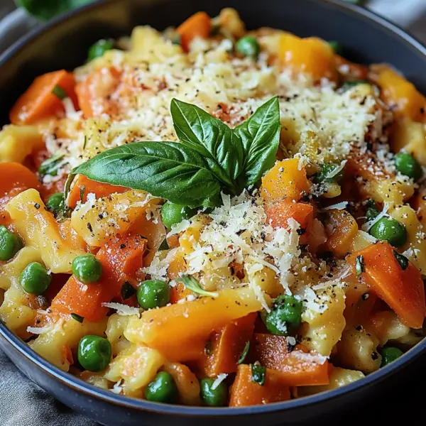 Ein-Topf-Kritharaki mit Gemüse und Parmesan