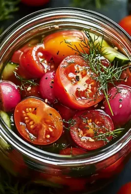Eingelegte Kirschtomaten, Rote Zwiebeln und Gurken 28 Eingelegte Kirschtomaten, Rote Zwiebeln und Gurken