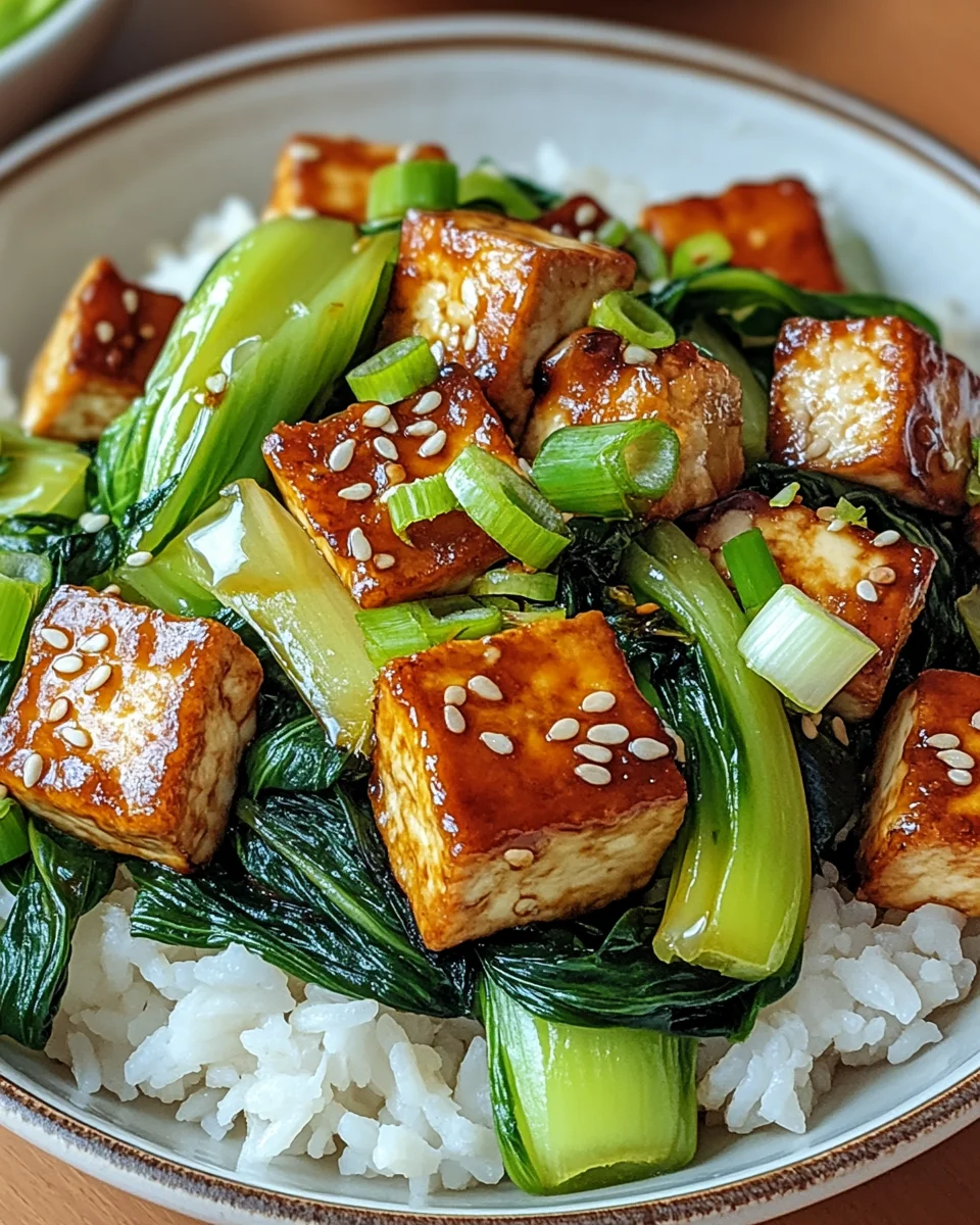 Gebratener Pak Choi mit knusprigem Tofu und Reis 22 Gebratener