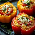 Gef&uuml;llte Ofenpaprika mit Reis und Feta