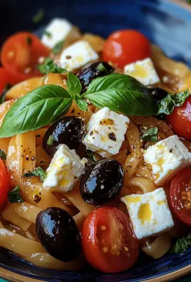 Griechische Reisnudeln mit Tomaten, Feta und Oliven