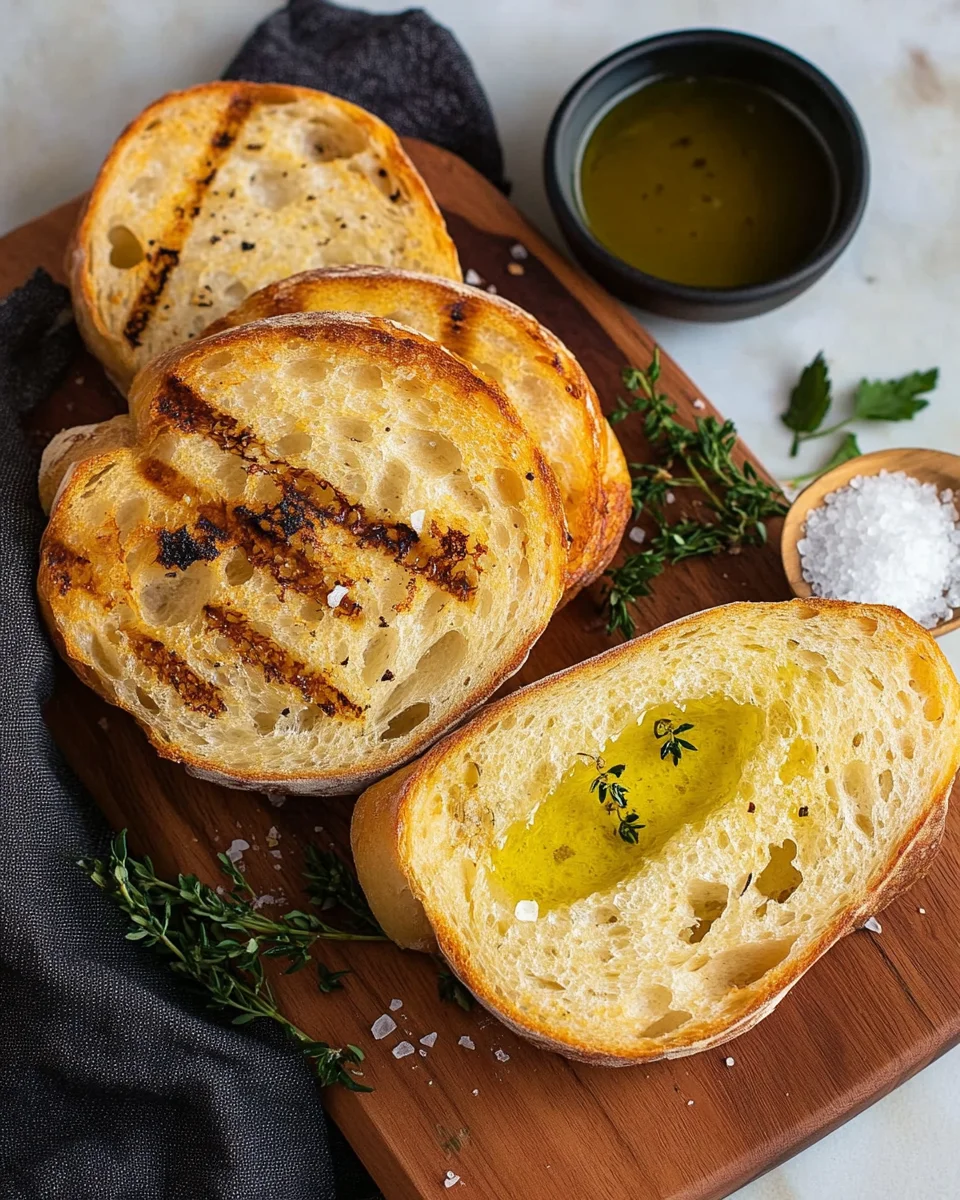 Grillbrot mit Olivenöl und Meersalz