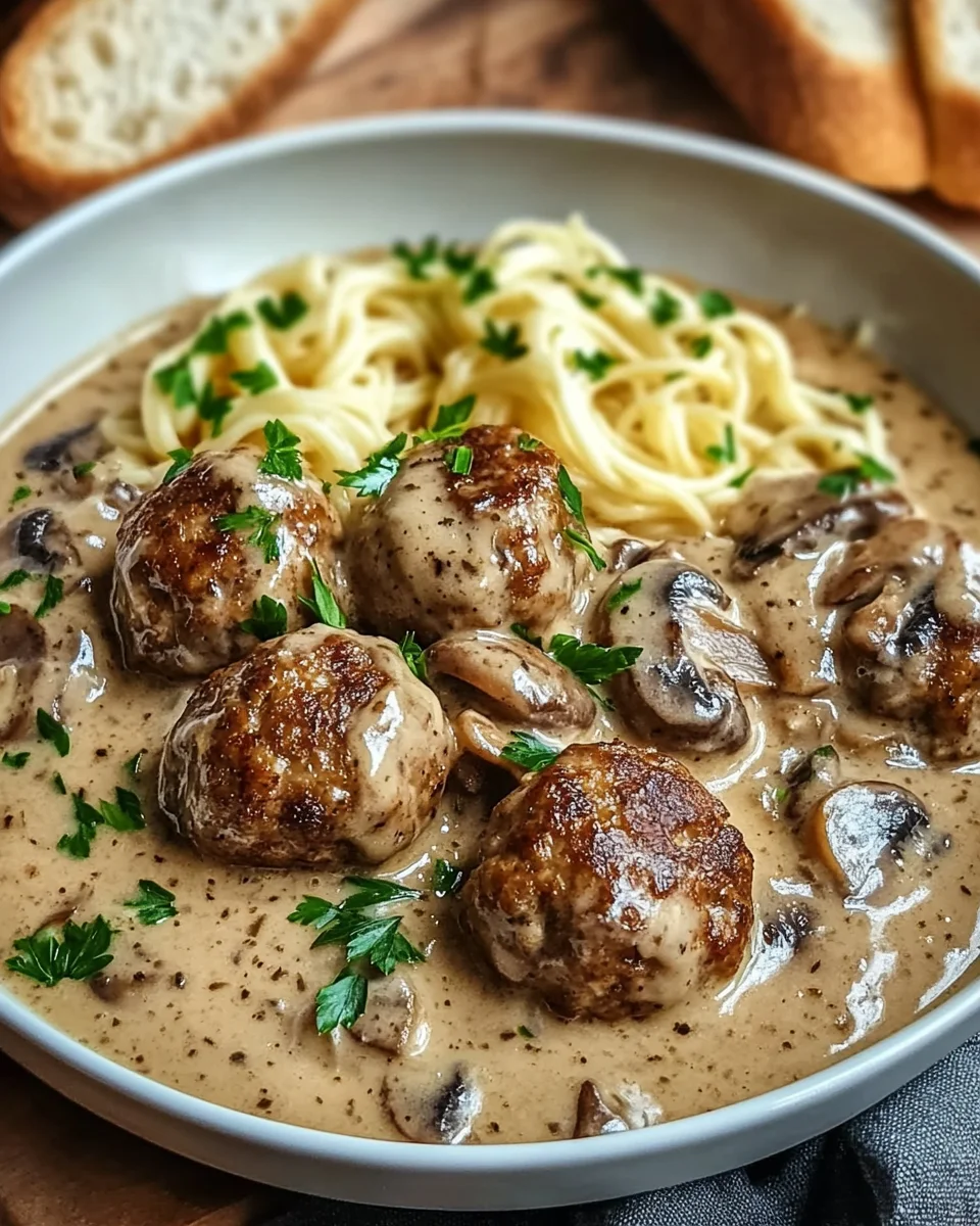 Hackb&auml;llchen in Champignon-Rahmso&szlig;e