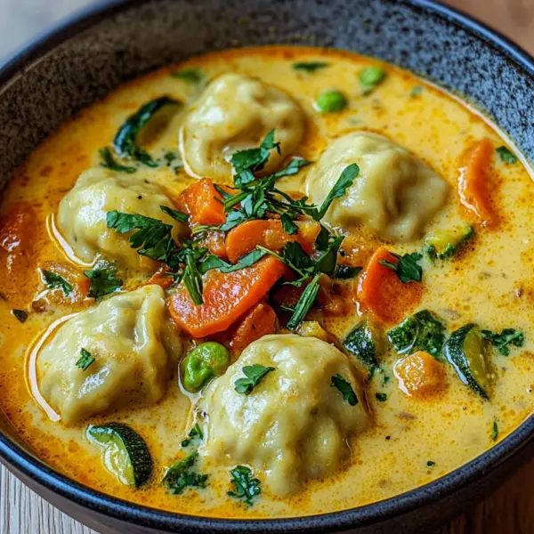 Kokos Curry Suppe mit Dumplings