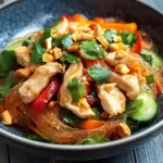 Lauwarmer Glasnudelsalat mit Erdnussh&auml;hnchen
