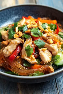 Lauwarmer Glasnudelsalat mit Erdnusshähnchen