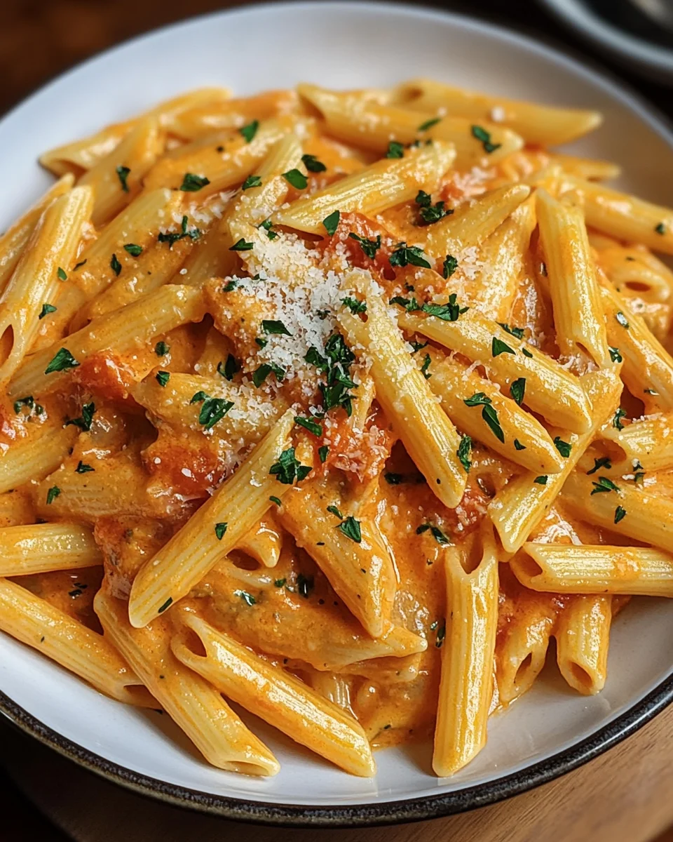 Penne in cremiger Paprikasoße 19 Penne
