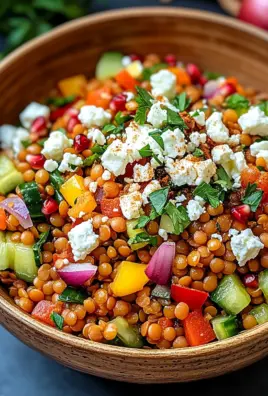 Rote Linsen Salat Orientalisch mit Feta