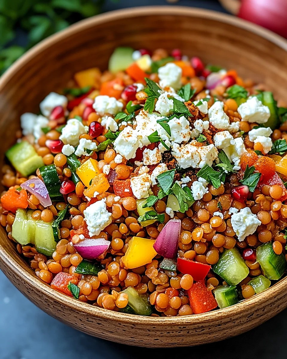 Rote Linsen Salat Orientalisch mit Feta