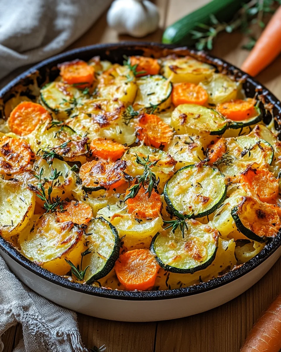 Vegetarischer Kartoffelauflauf mit Zucchini, Karotten und Zwiebeln 23 Vegetarischer Kartoffelauflauf mit Zucchini, Karotten und Zwiebeln