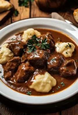 Butterzartes Rahmgulasch mit Serviettenknödel