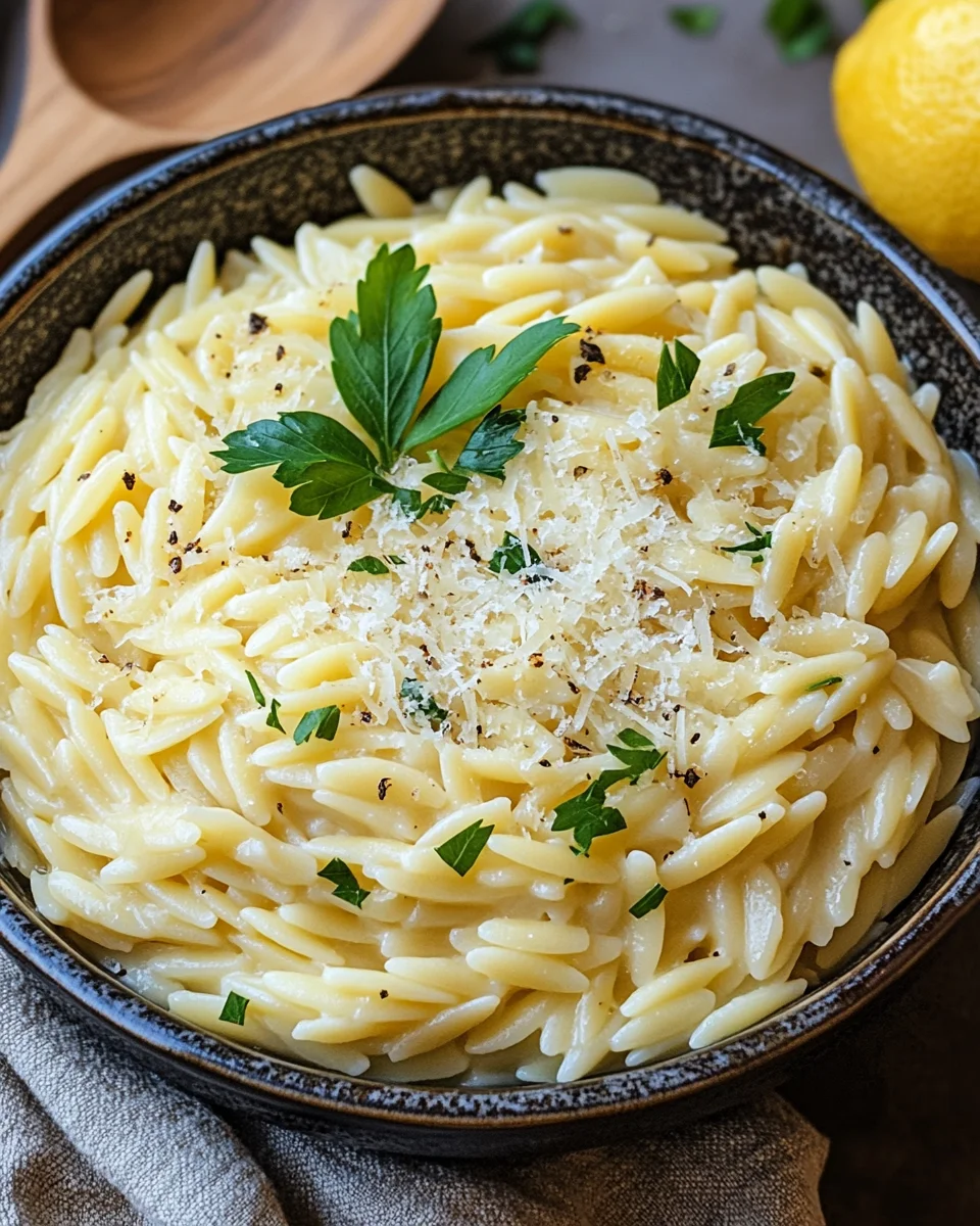 Cremige Orzo-Nudeln mit Knoblauch und Parmesan 3 Cremige