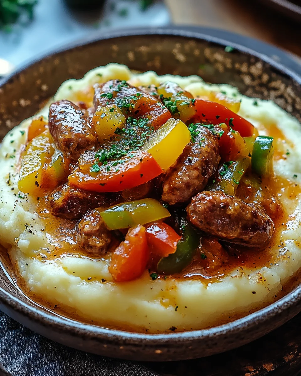 Cremige Wurst und Paprika auf Kartoffelpüree 18 Cremige