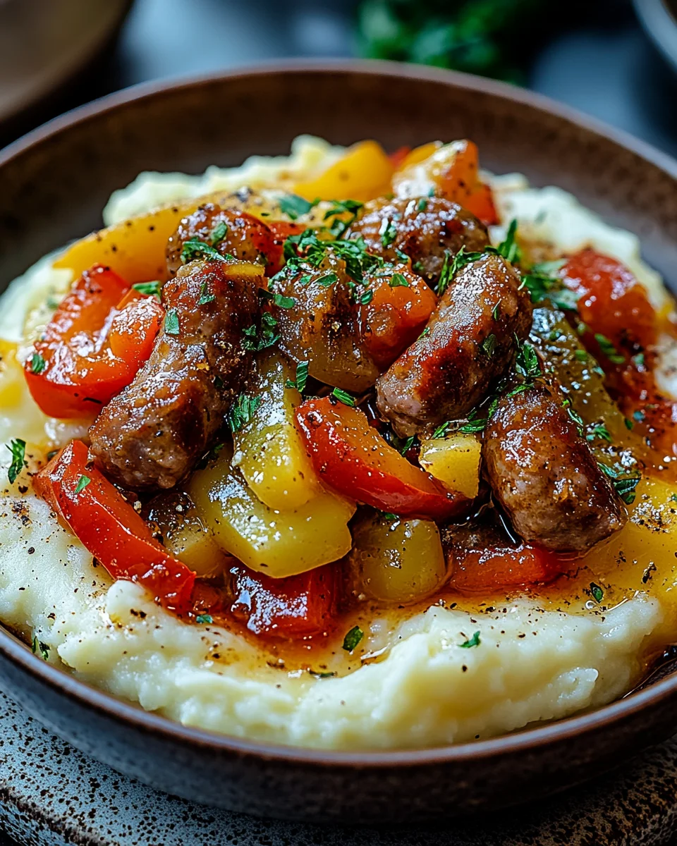 Cremige Wurst und Paprika auf Kartoffelpüree 20 Cremige Wurst und Paprika auf Kartoffelpüree