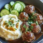 Fleischb&auml;llchen mit Gurkensalat und Kartoffelstampf