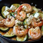 Garnelen Feta Pfanne mit Zucchini