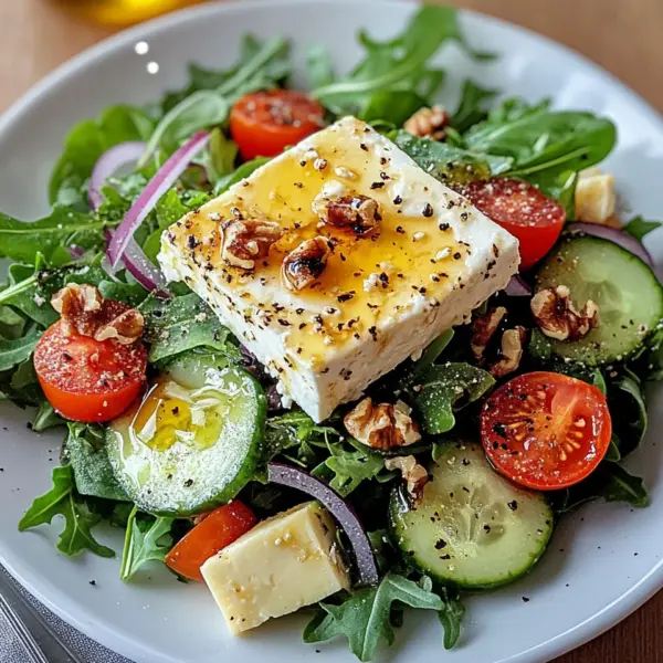 Gebackener Feta auf Gemischtem Salat