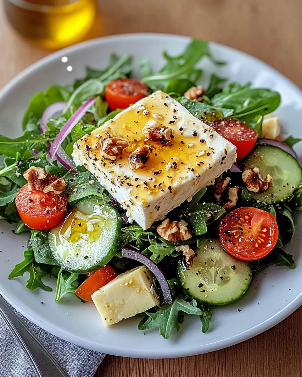 Gebackener Feta auf Gemischtem Salat