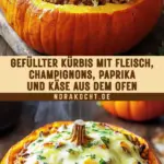 Gefüllter Kürbis mit Fleisch, Champignons, Paprika und Käse aus dem Ofen 21 Pinterest Hidden Image