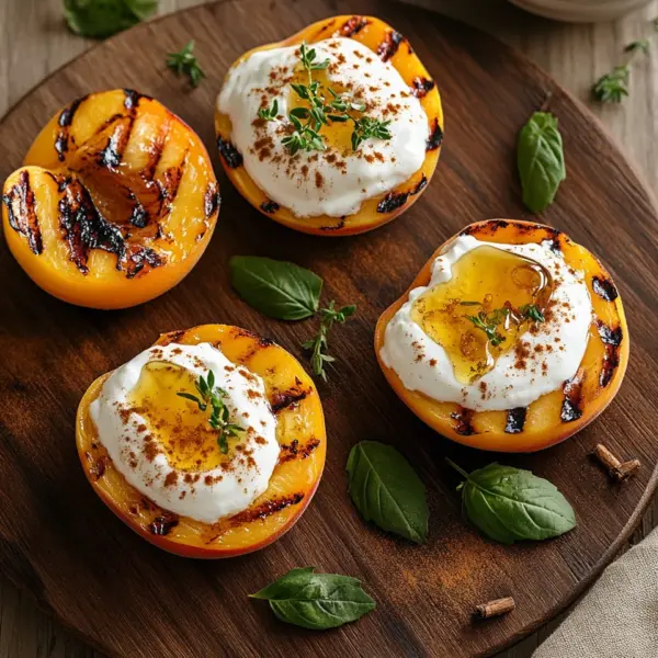 Gegrillte Pfirsiche mit Joghurt und Honig