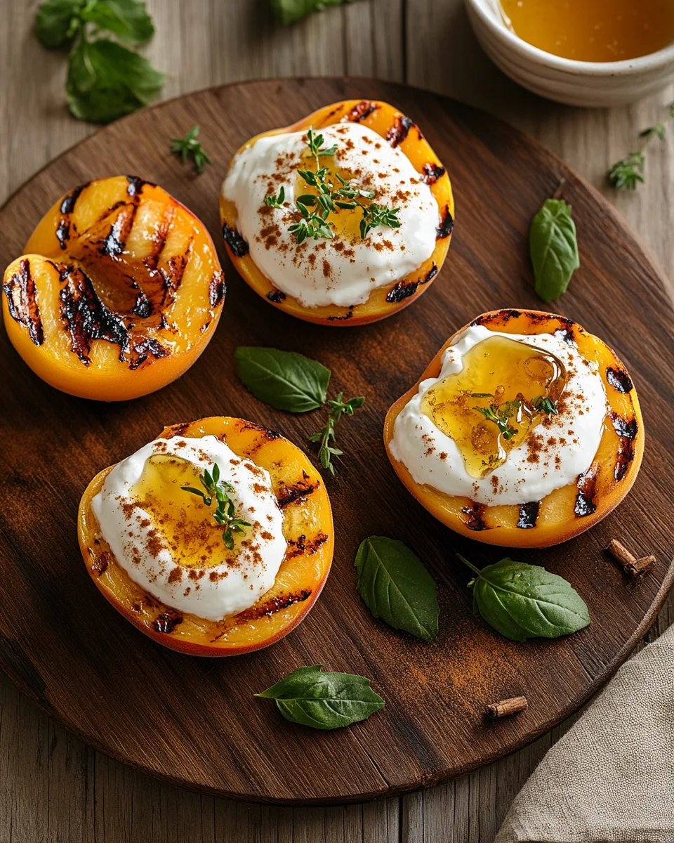 Gegrillte Pfirsiche mit Joghurt und Honig