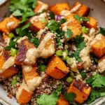 Ger&ouml;steter S&uuml;&szlig;kartoffel-Quinoa-Salat mit Sesam-Miso-Sauce